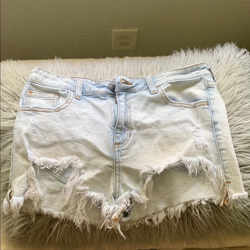 Cello White Jean Shorts with Frayed Hem
